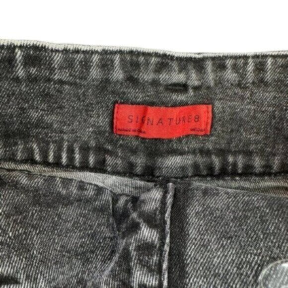 Signature8 | Black & Grey Denim Mini Skirt with Belt Size Medium - Picture 5 of 8